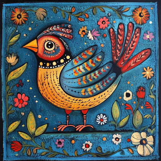 Quail Folk Art Diamond Art Kit