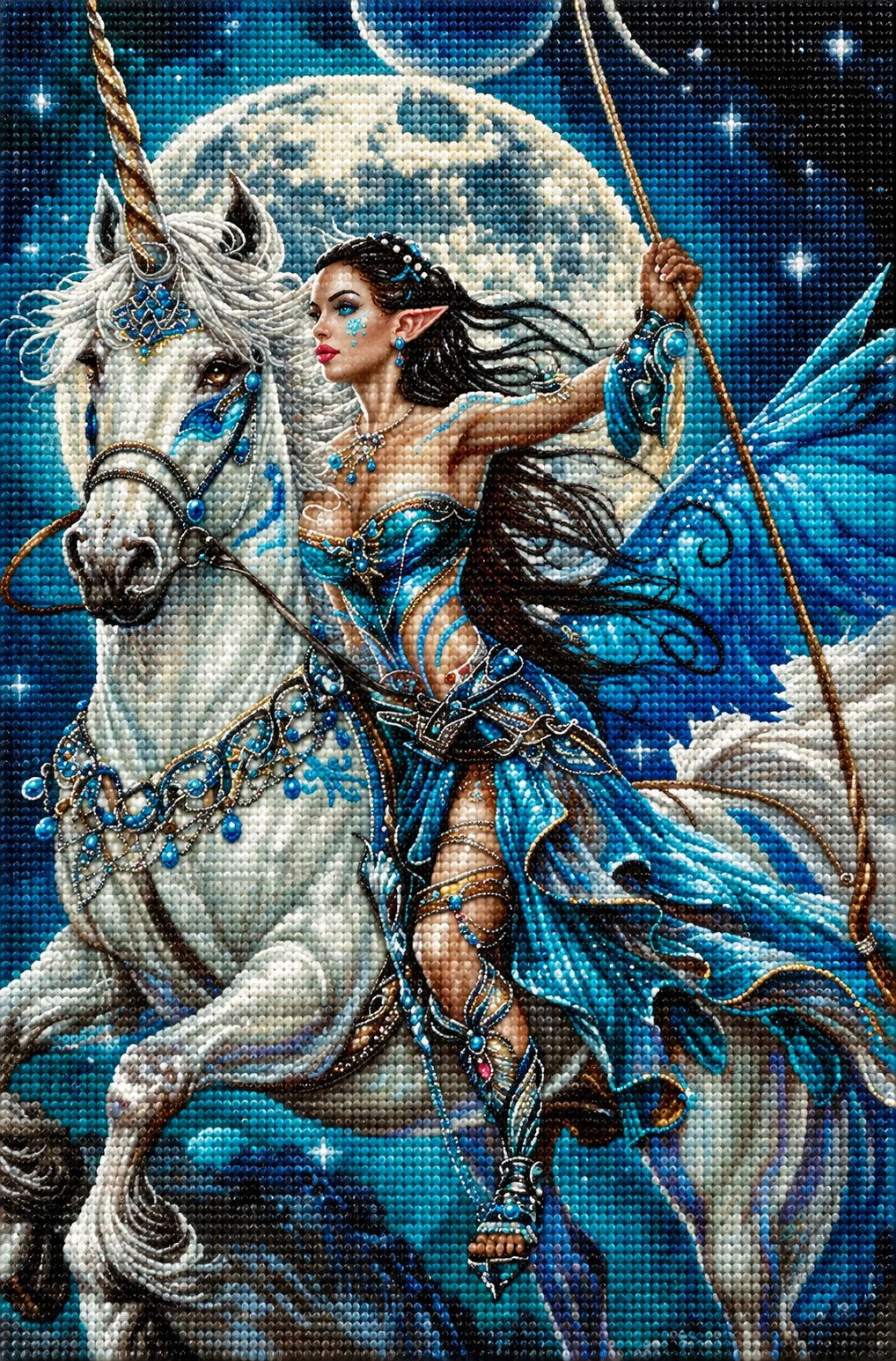 Elven Warrior And Unicorn Diamond Art Kit