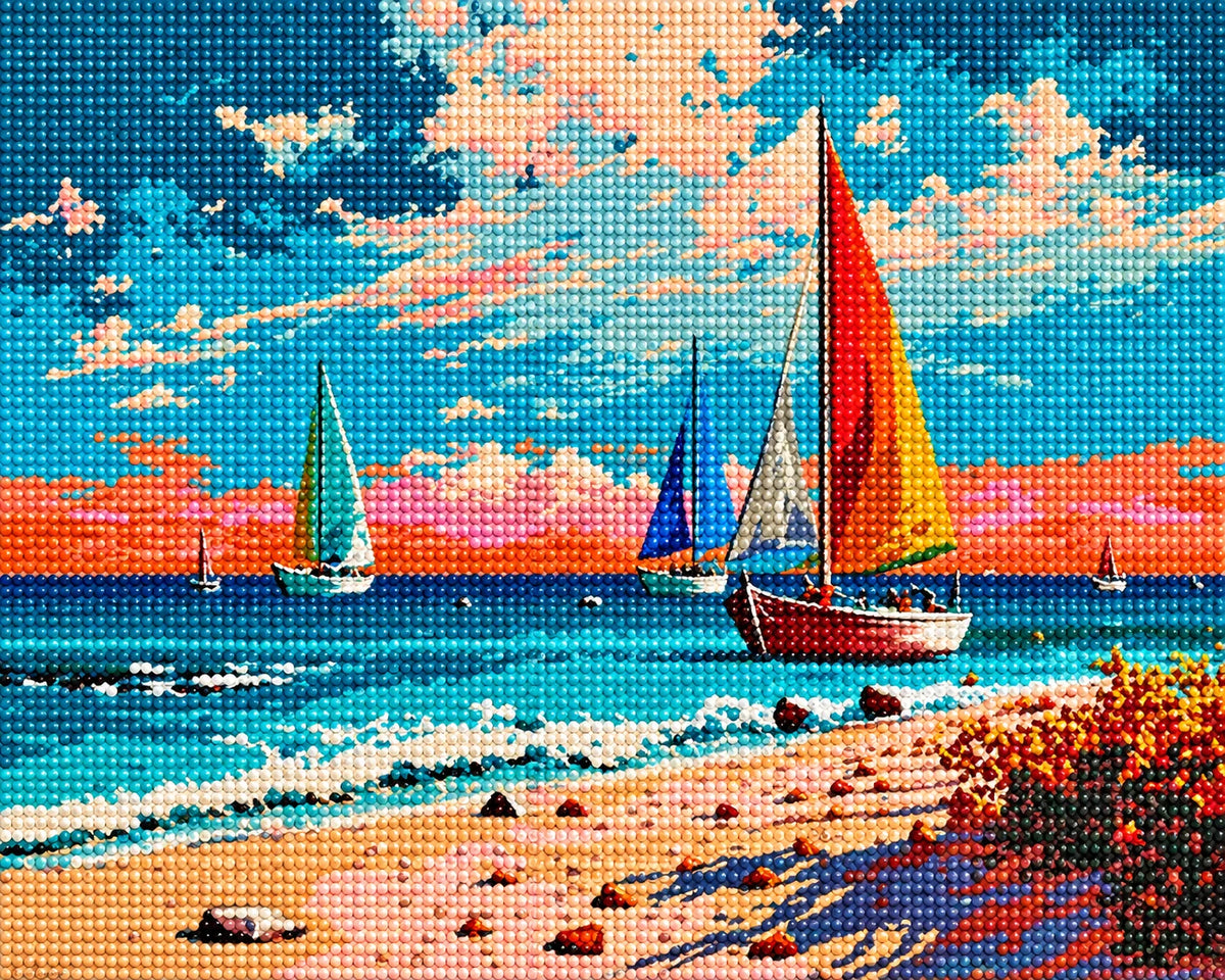 Sailboat Beach Diamond Art Kit