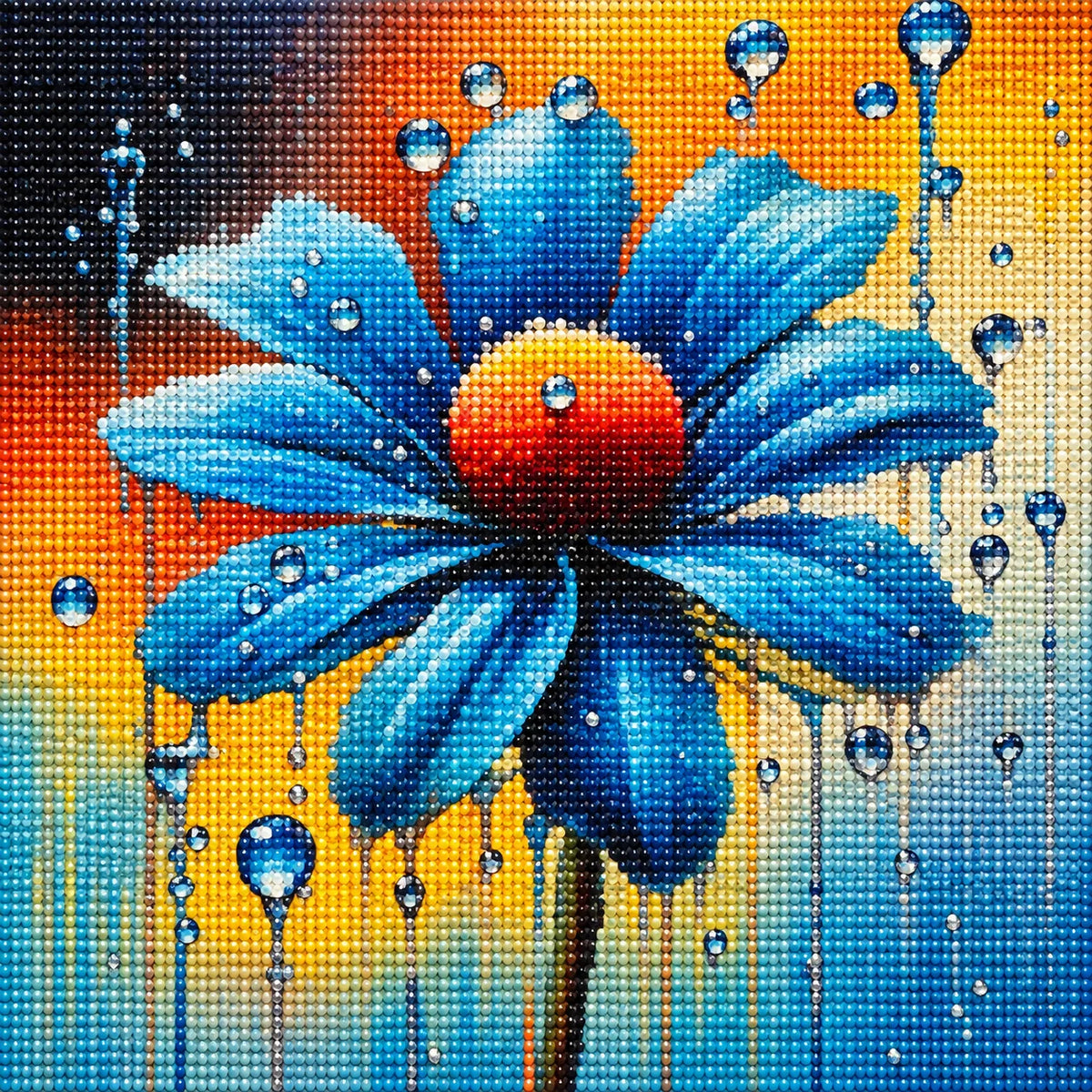 Water Drop Blue Flower Diamond Art Kit