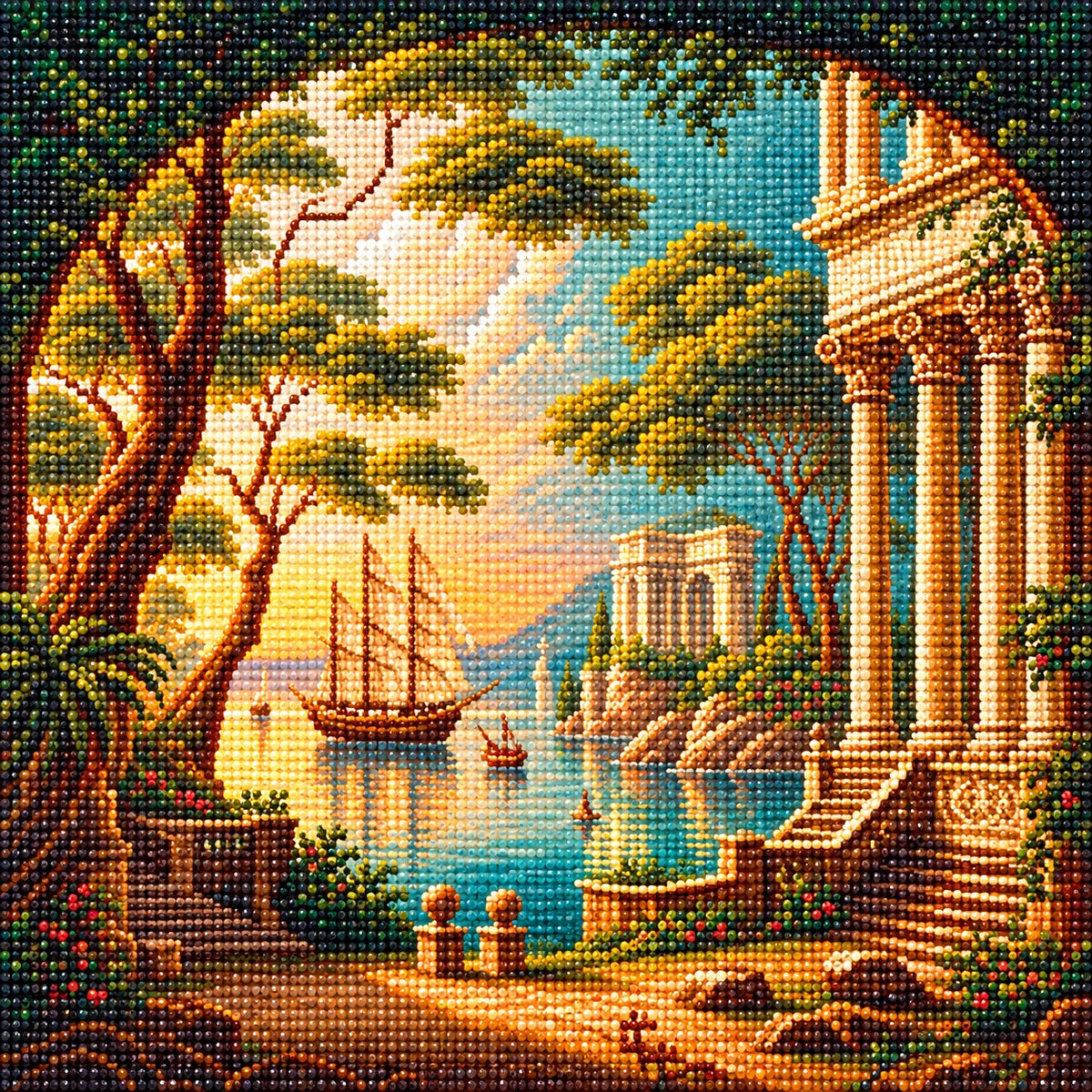 Boat In Greece Diamond Art Kit