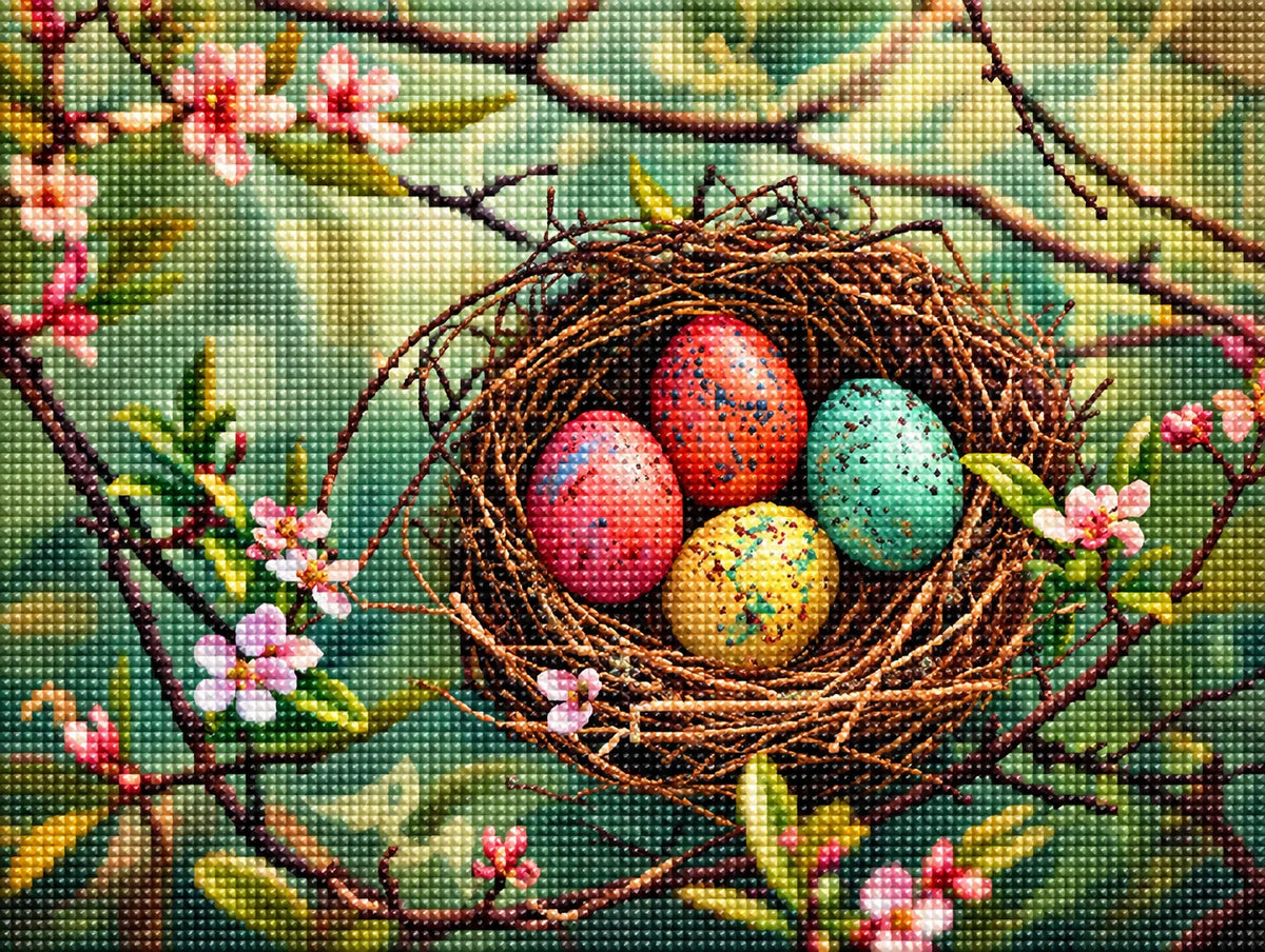 Four Easter Egg Nest Diamond Art Kit
