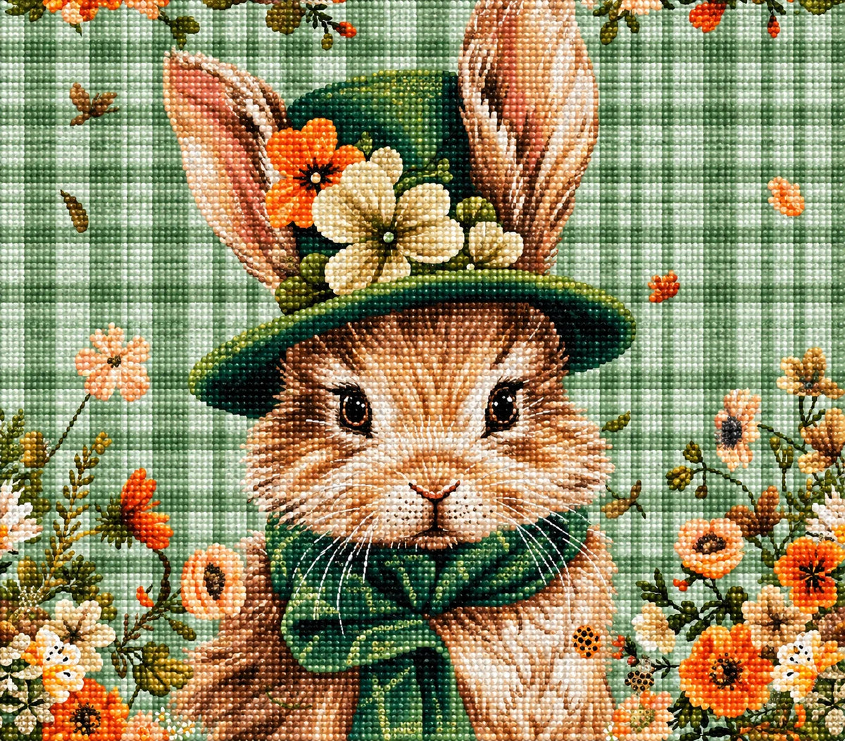 Green Top Hat Rabbit Diamond Art Kit