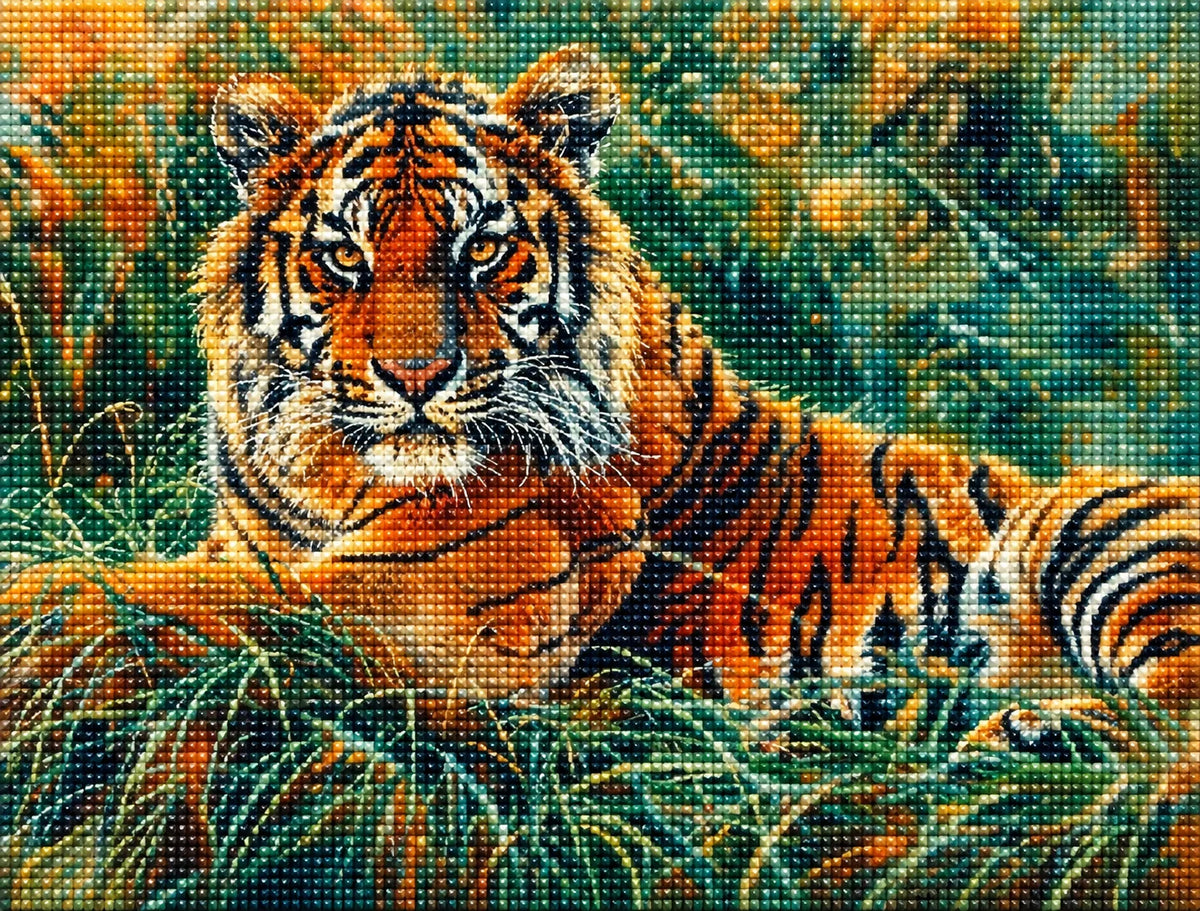 Misty Background Tiger Diamond Art Kit