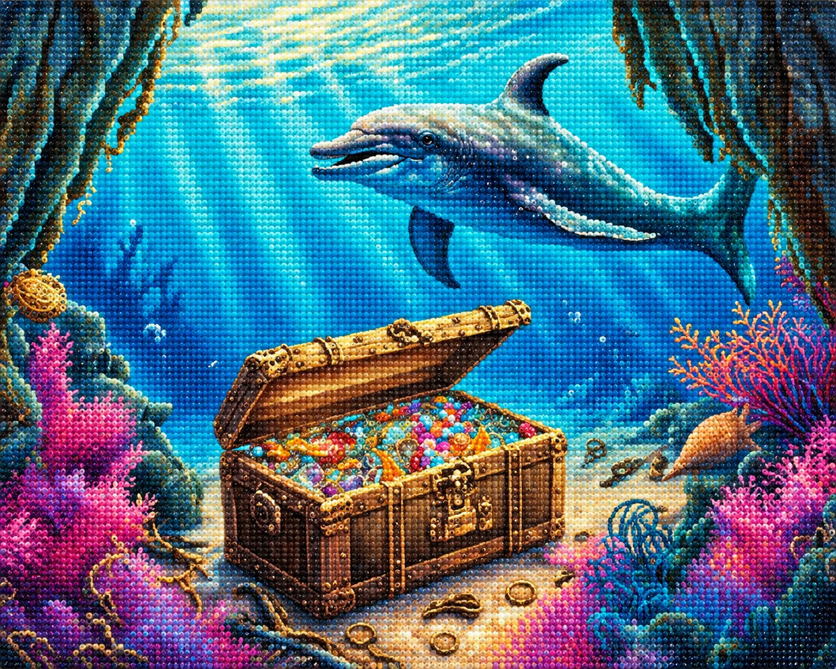 Dolphin Treasure Chest Diamond Art Kit