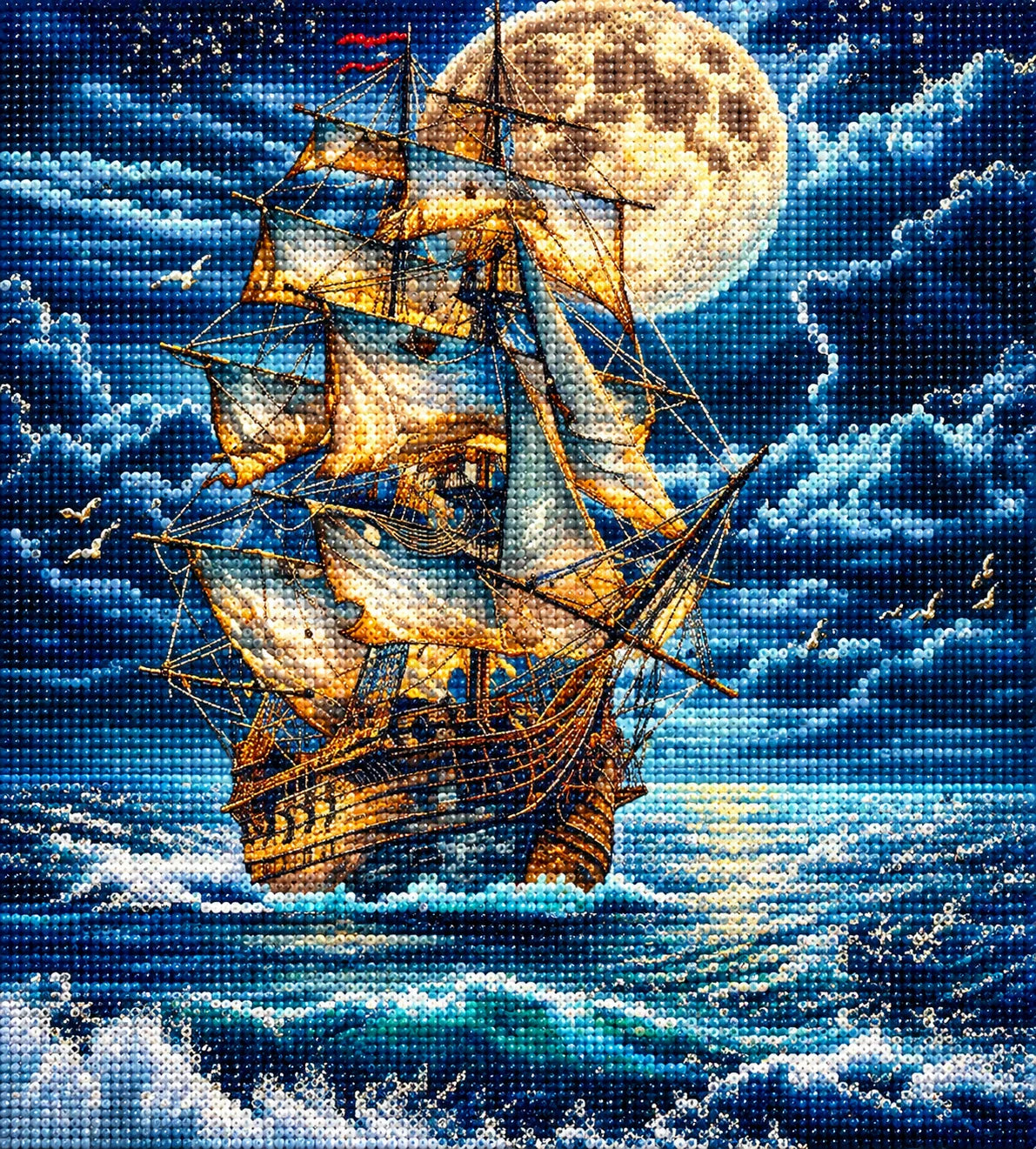 Green Sea Pirate Ship Diamond Art Kit