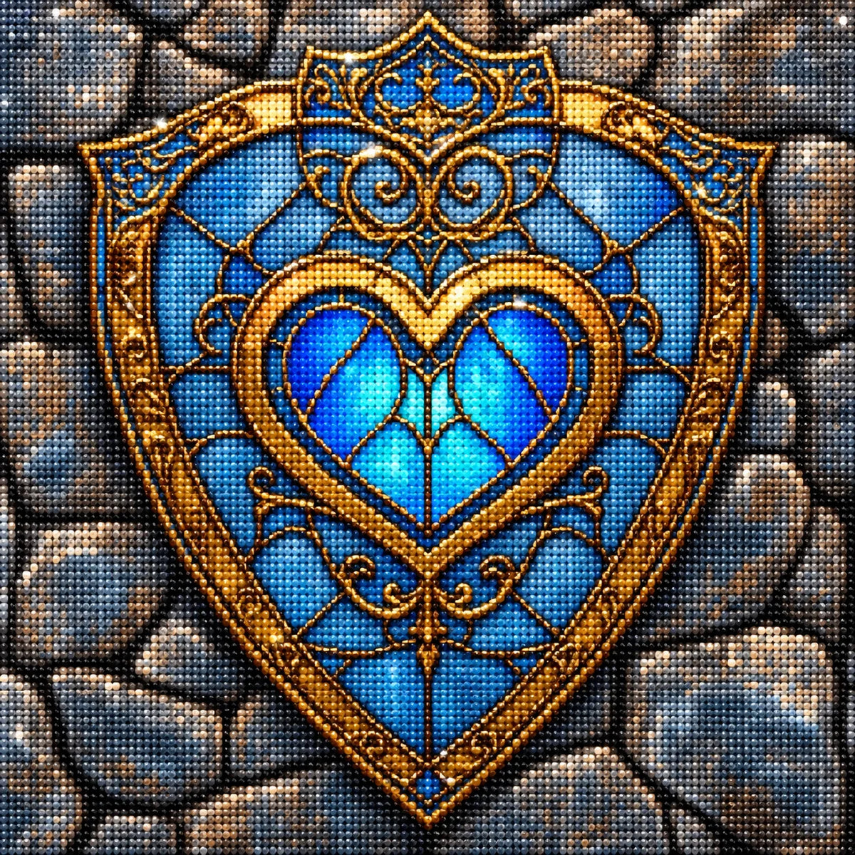Blue Heart Shield Diamond Art Kit