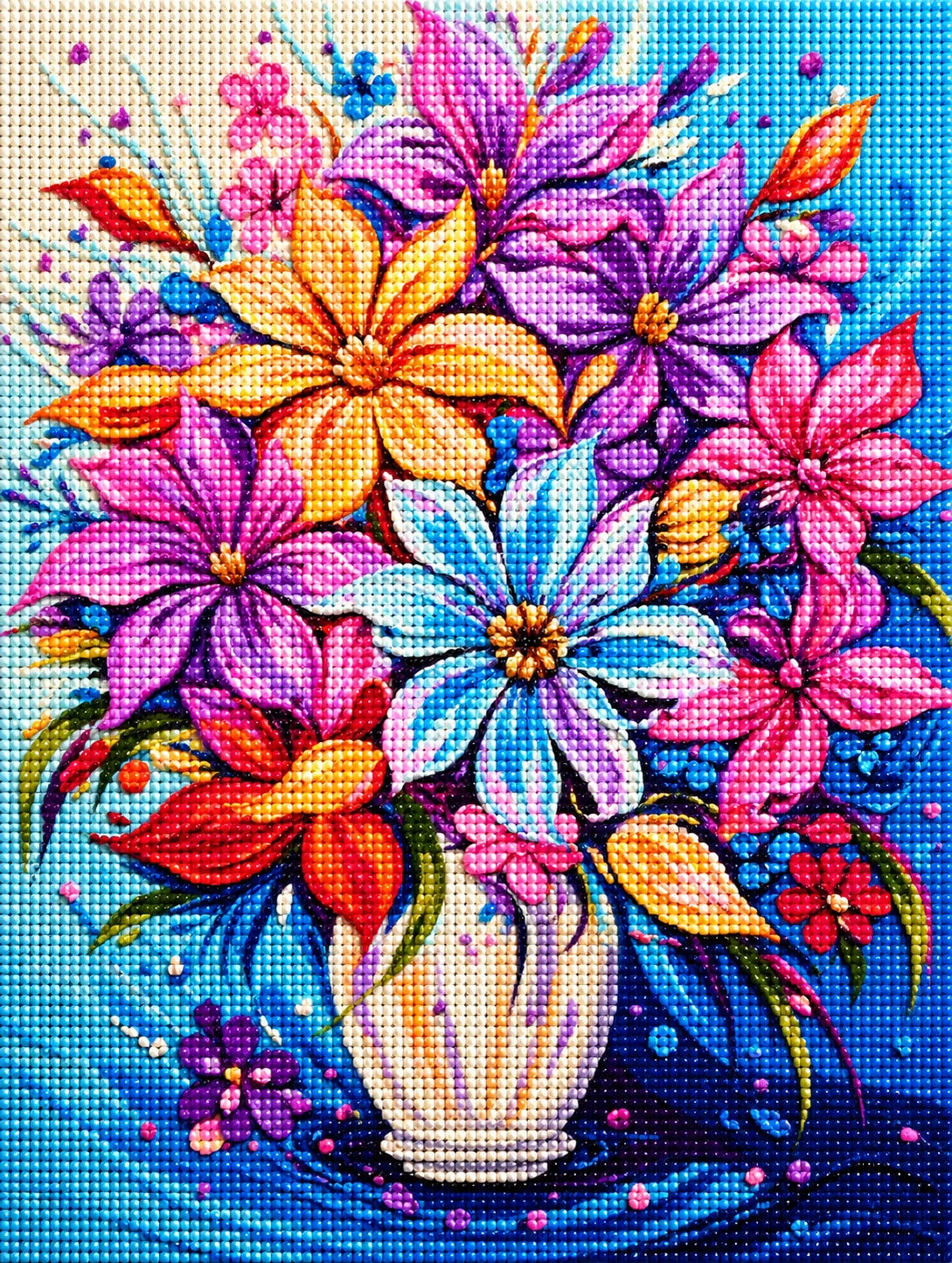 Swirling Paint Abstract Flower Vase Diamond Art Kit