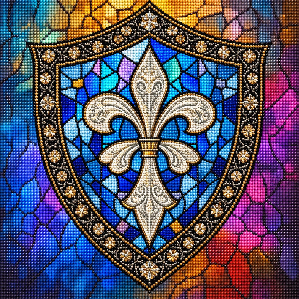 Abstract Silver Fleur De Lis Diamond Art Kit