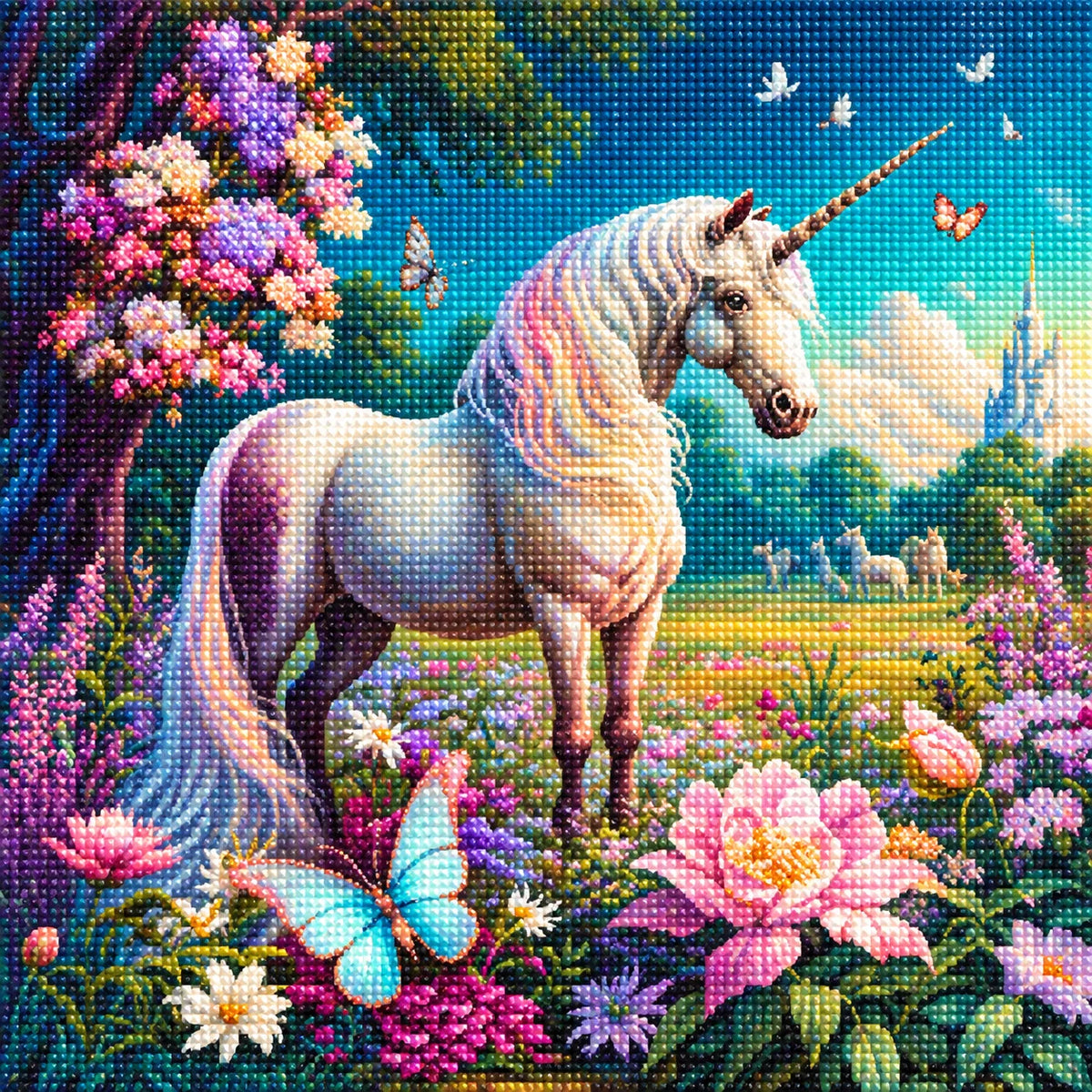 Aqua Butterfly Unicorn Diamond Art Kit