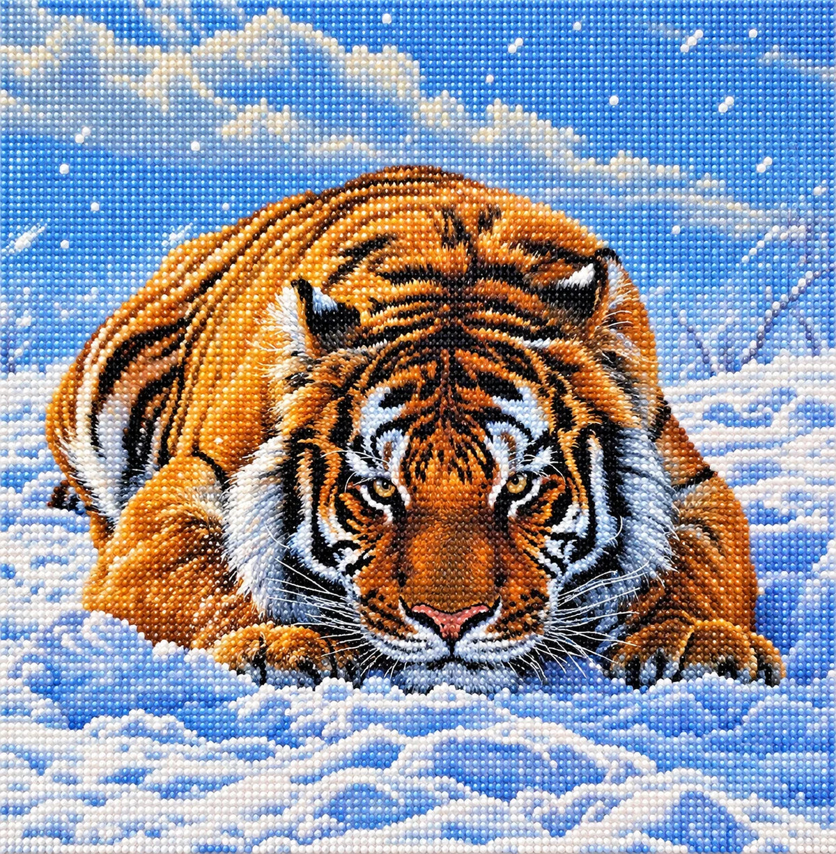Orange Tiger Down In The Snow Diamond Art Kit