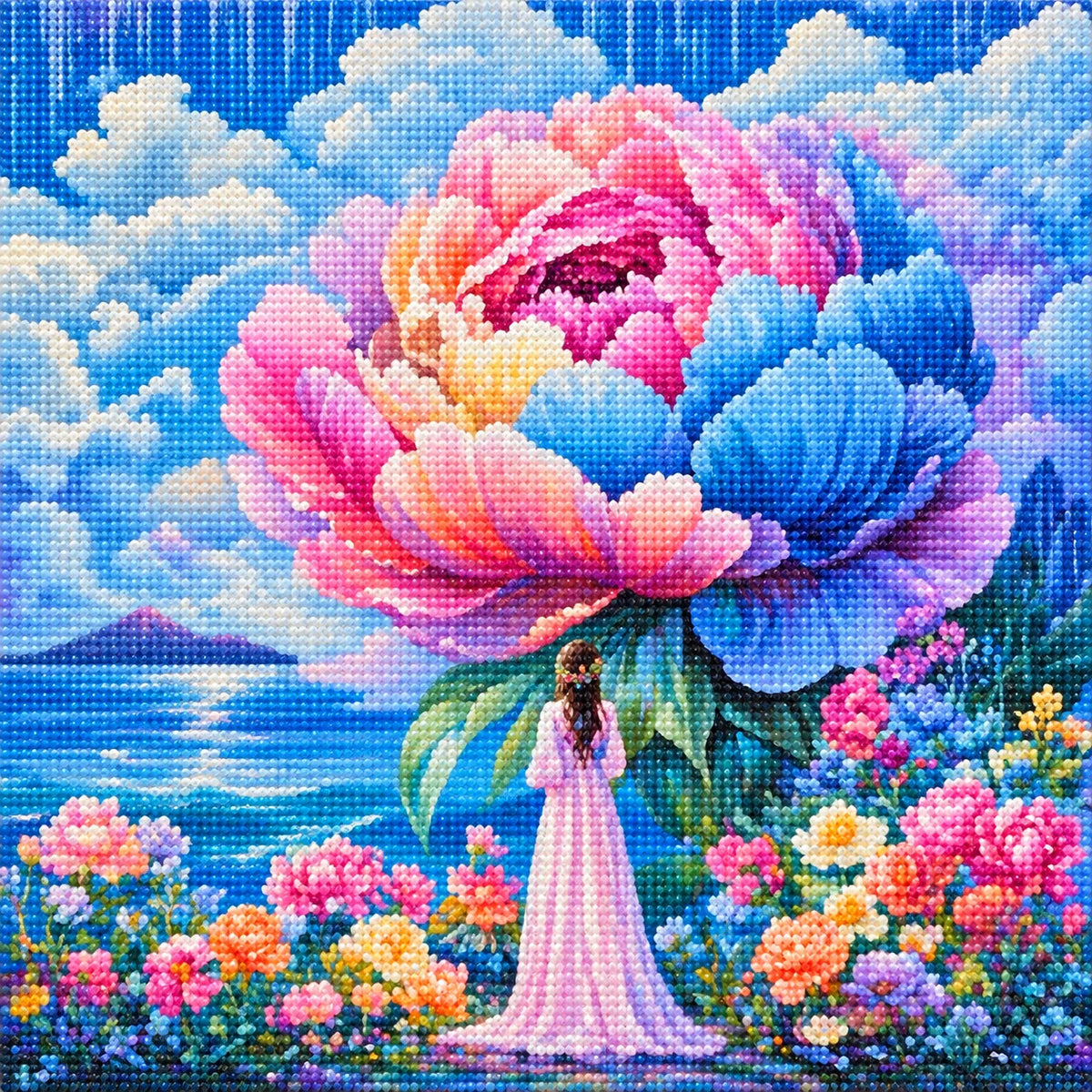 Woman And Peony Diamond Art Kit