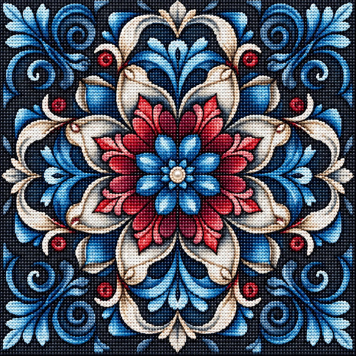 Fleur De Lis Flower Mandala Diamond Art Kit