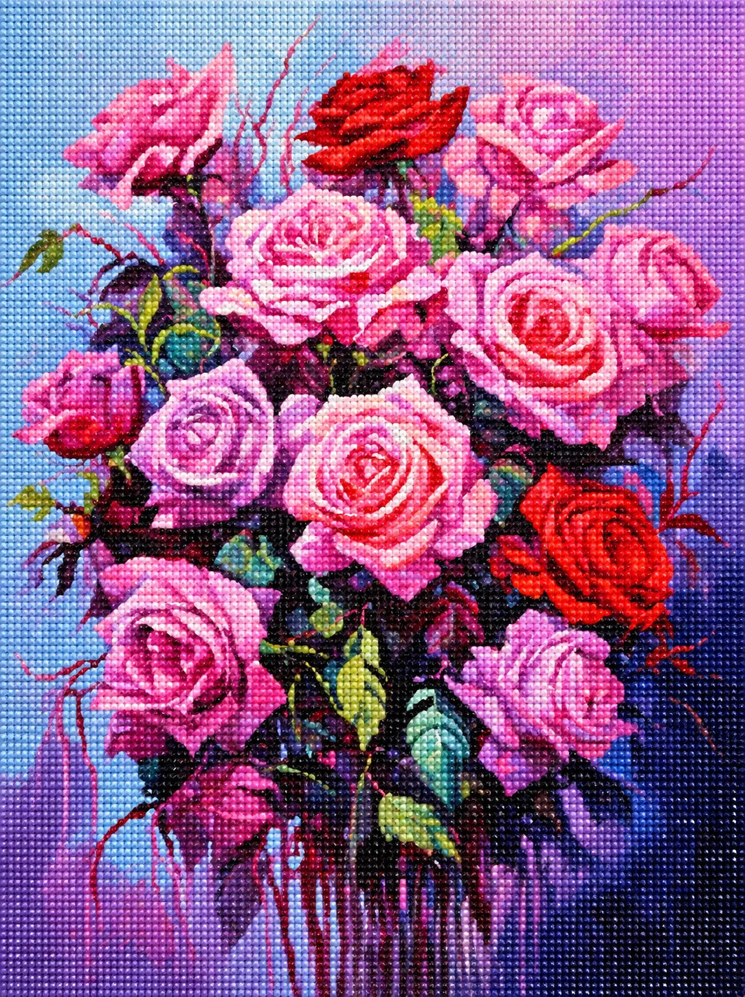 Pink And Red Roses Diamond Art Kit