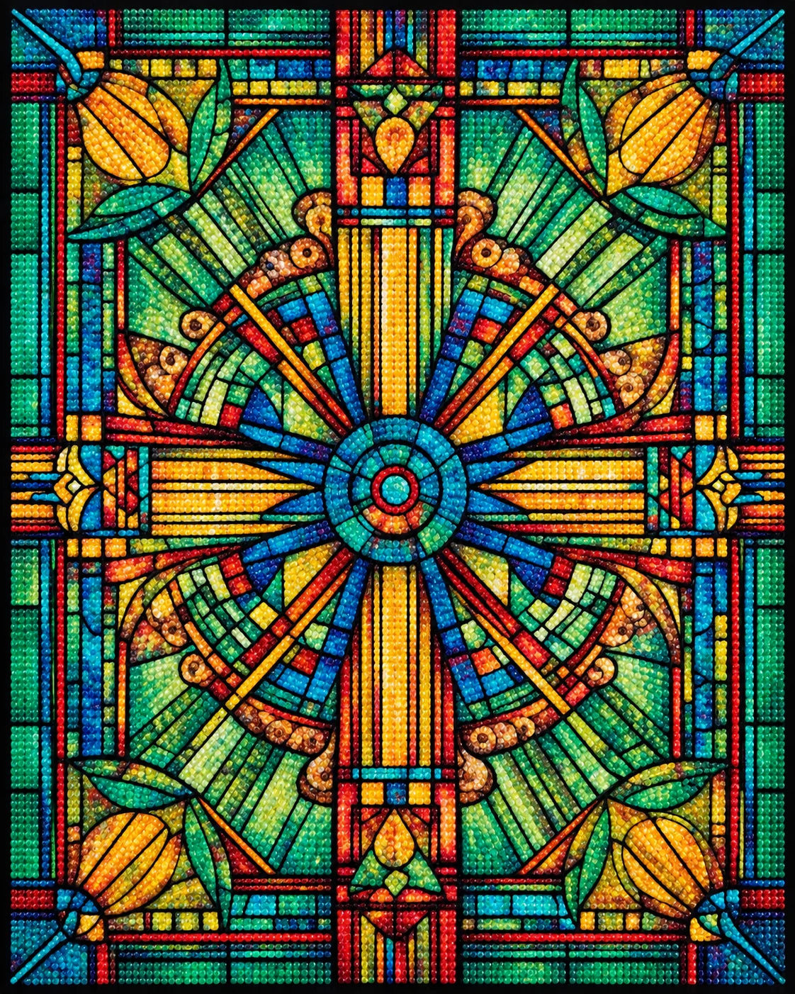 Yellow Abstract Cross Diamond Art Kit