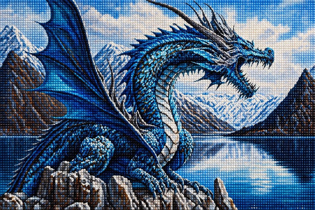 Blue Scaled Dragon Diamond Art Kit