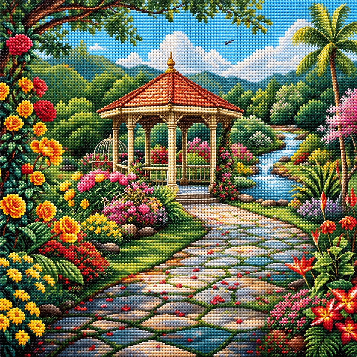 Gazebo By The Brook Diamond Art Kit