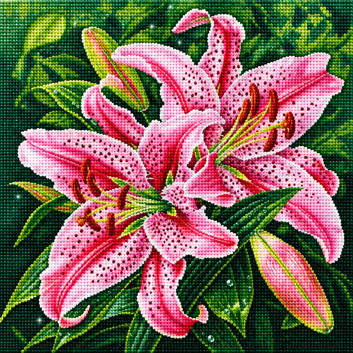 Pink Star Lilies Diamond Art Kit