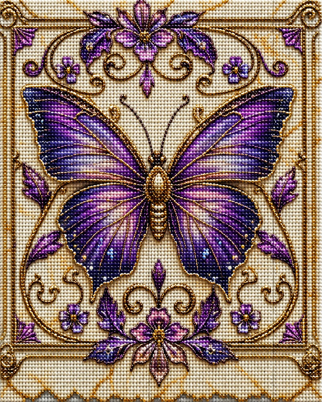 Purple And Gold Butterfly Diamond Art Kit