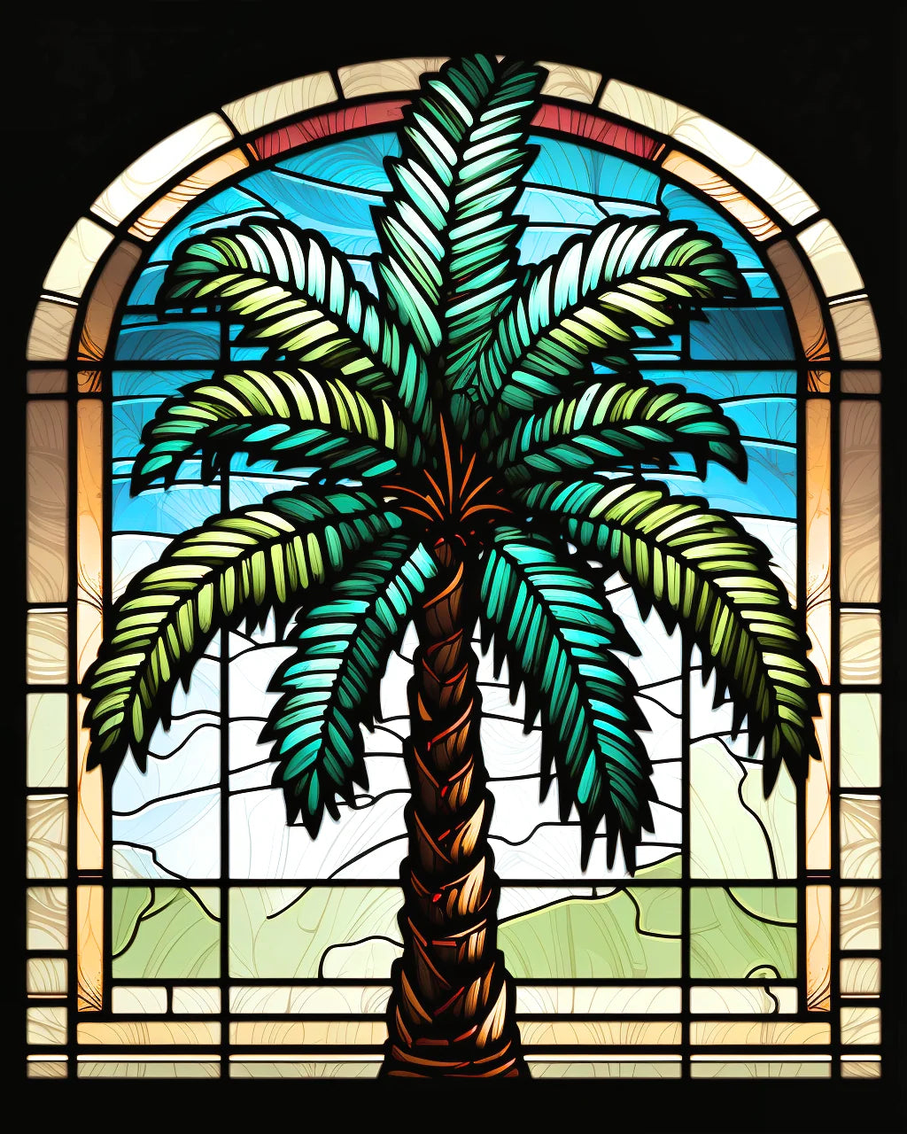 Palm Tree Abstract Panel Diamond Art Kit
