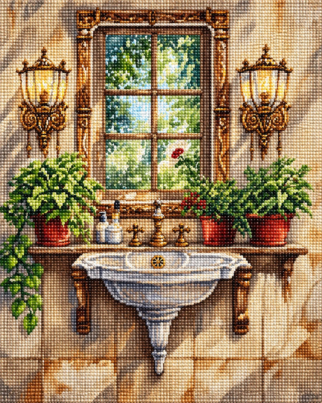 Bathroom Porcelain Sink Diamond Art Kit