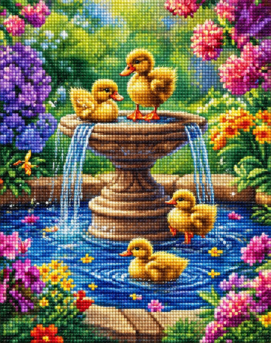 Four Ducklings Fountain Diamond Art Kit