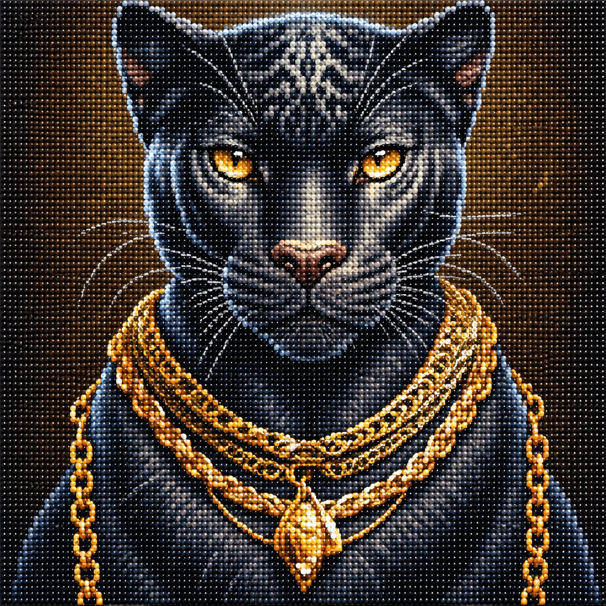 Gold Chain Black Panther Diamond Art Kit