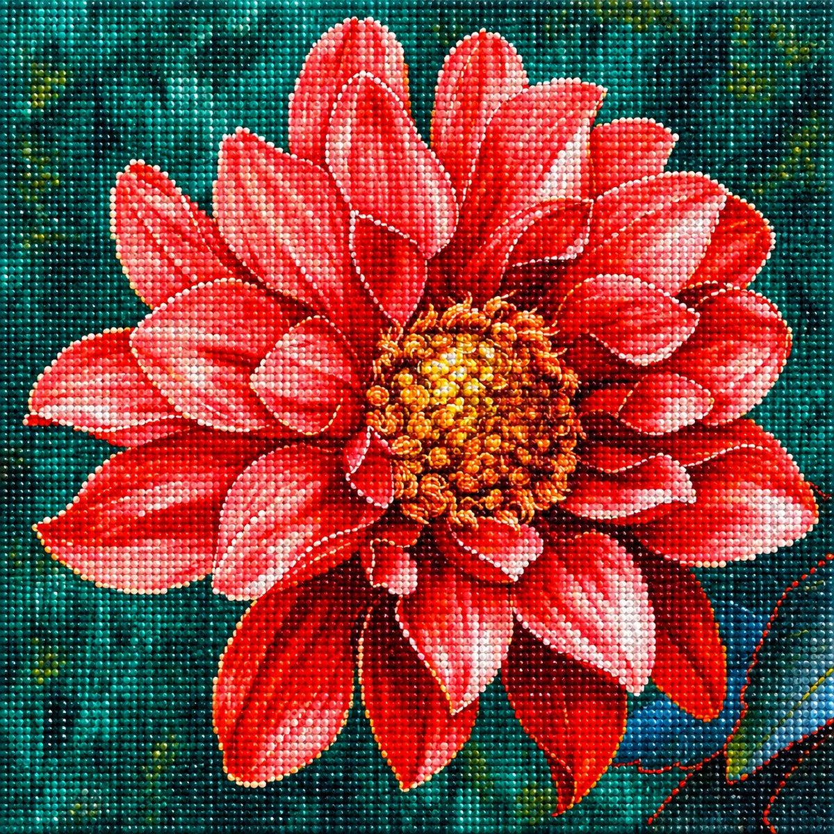 Red Open Petal Flower Diamond Art Kit