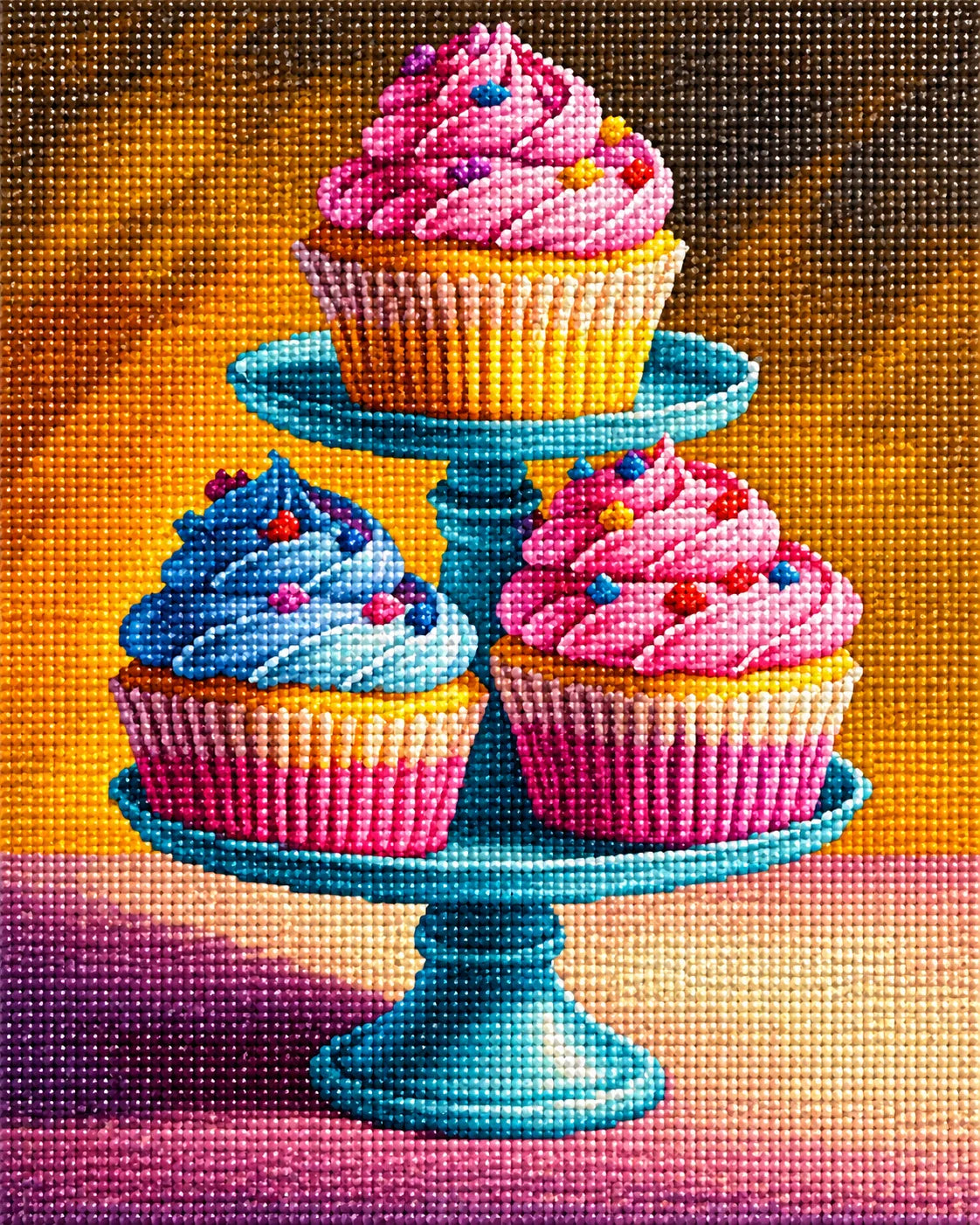 Three Bright Cupcakes Diamond Art Kit