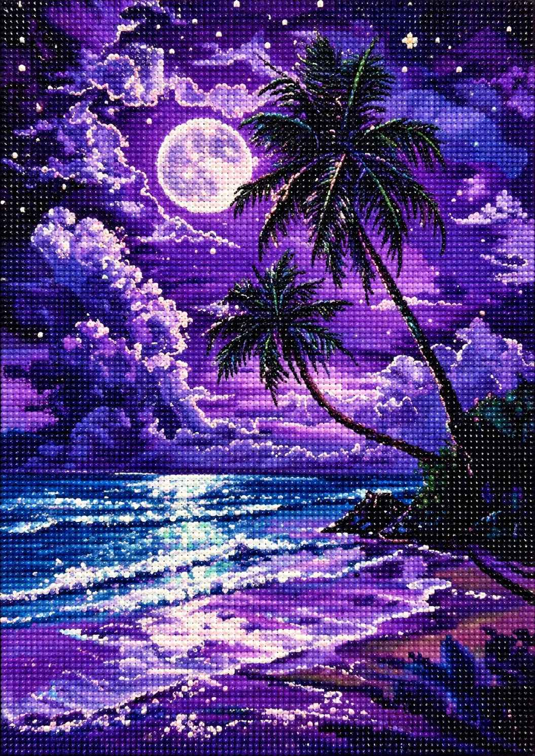 Purple Sky Palms Diamond Art Kit