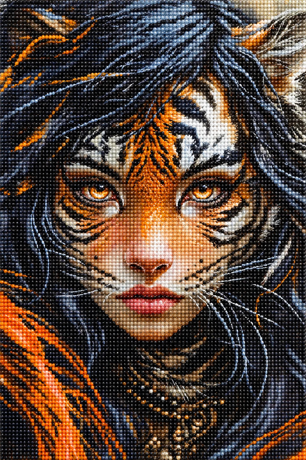 Tiger Face Girl Diamond Art Kit