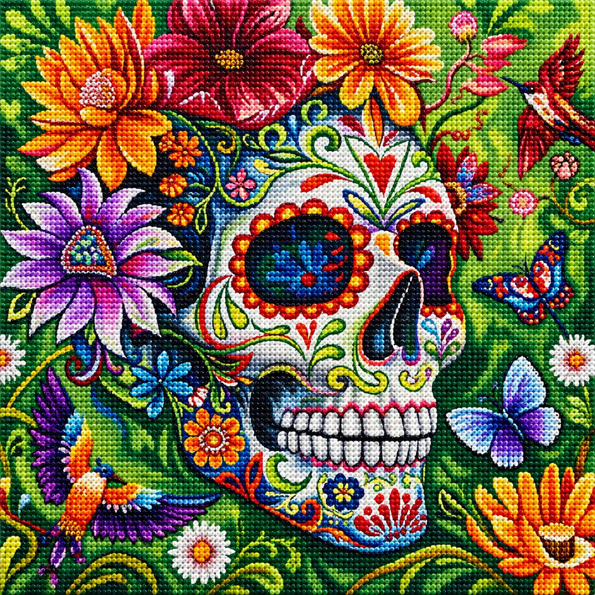 Flower Crown Skull Diamond Art Kit