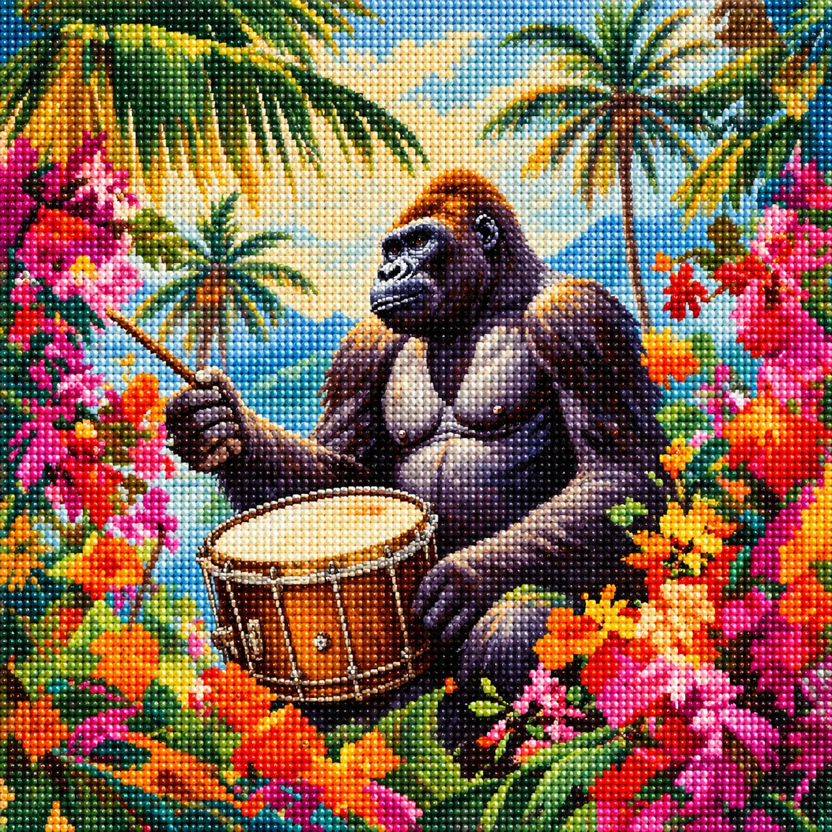 Marching Band Drum Gorilla Diamond Art Kit