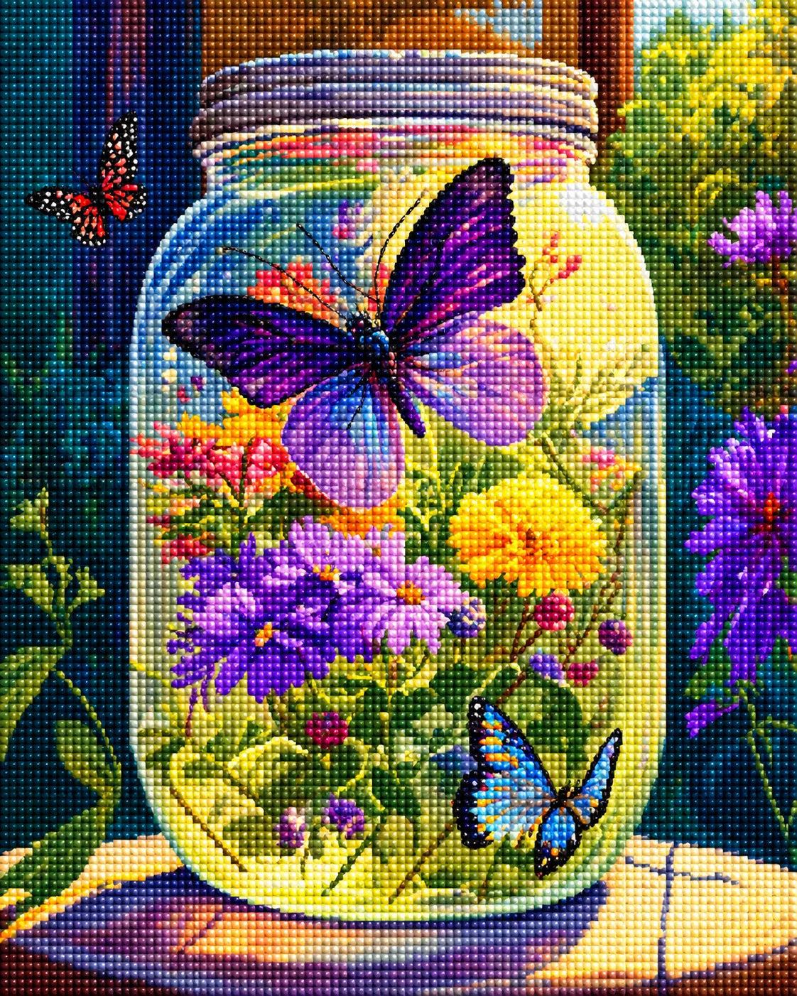 Purple Butterfly Jar Diamond Art Kit
