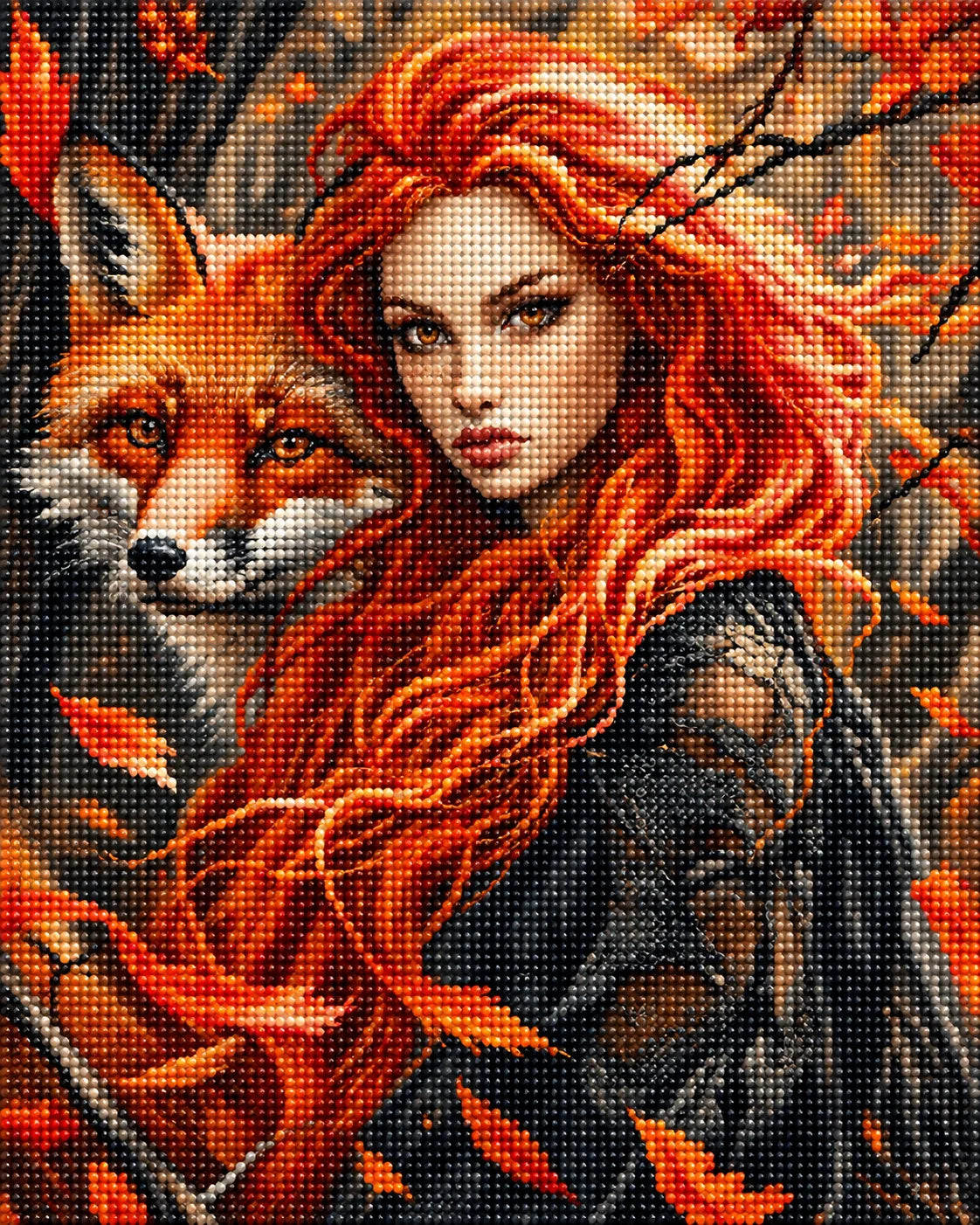 Red Fox Woman Diamond Art Kit
