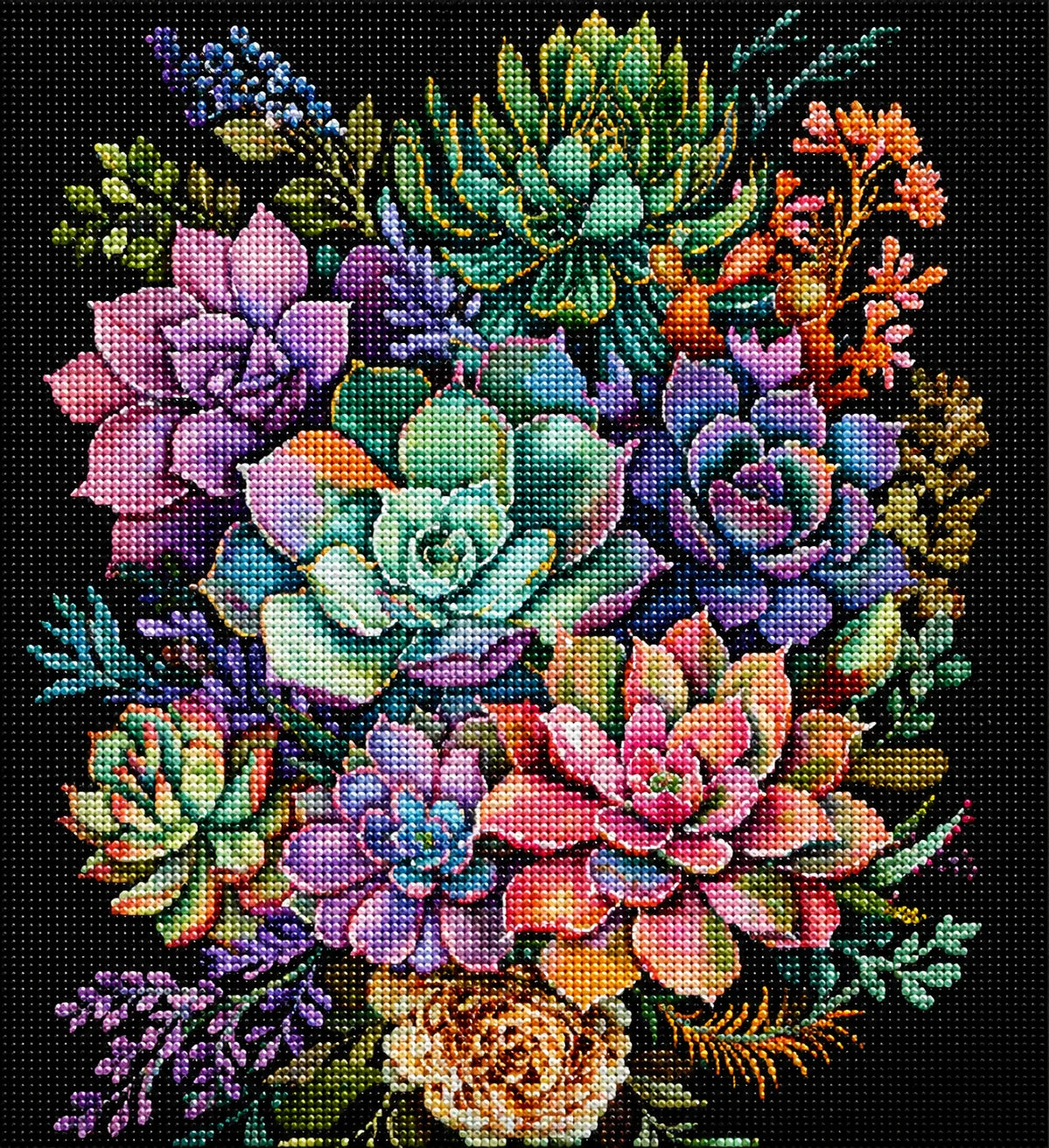 Pale Colored Succulents Diamond Art Kit