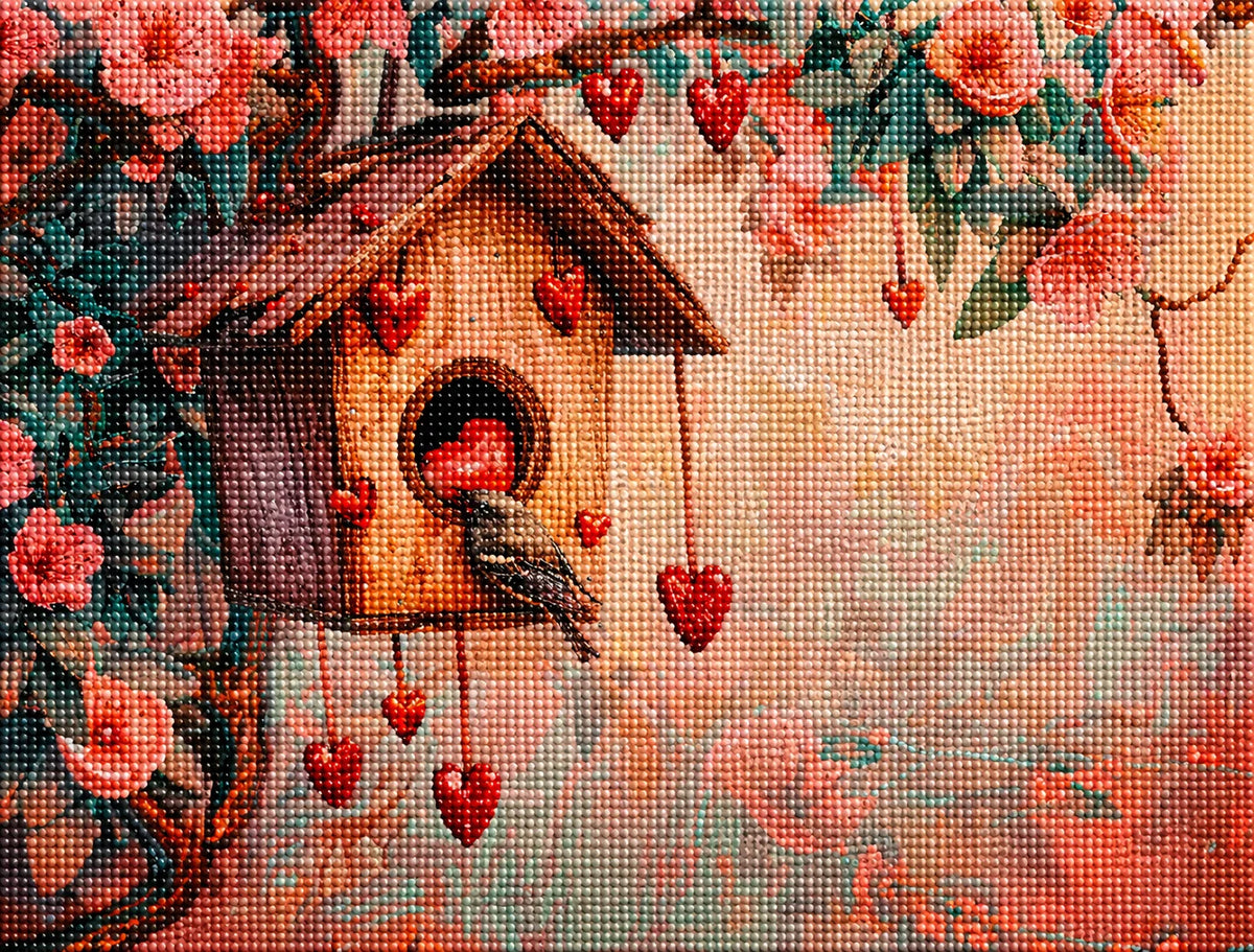 Red Heart Birdhouse Diamond Art Kit