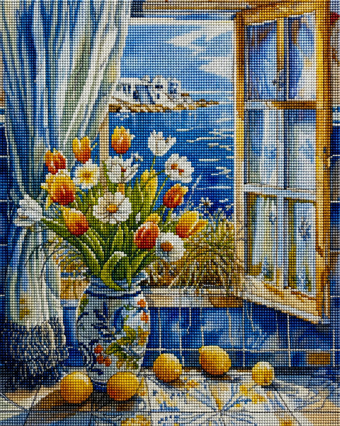 Yellow Lemons And Flower Vase Diamond Art Kit