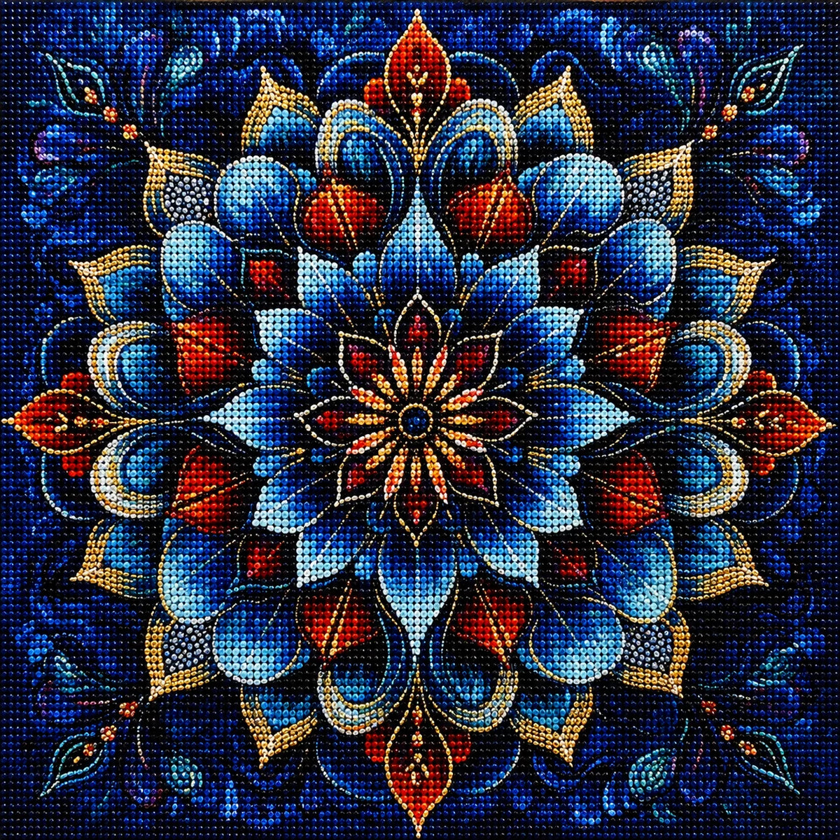 Blue And Red Mandala Diamond Art Kit