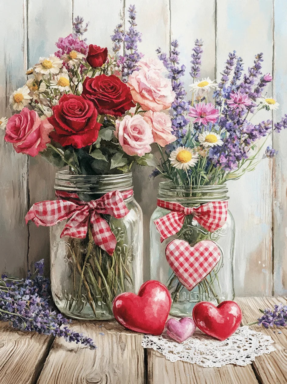 Jars Of Roses And Lavender Diamond Art Kit