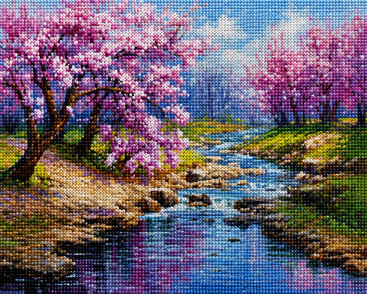 Rocky River Cherry Blossoms Diamond Art Kit
