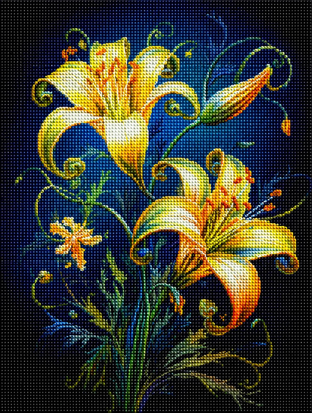 Abstract Yellow Lilies Diamond Art Kit