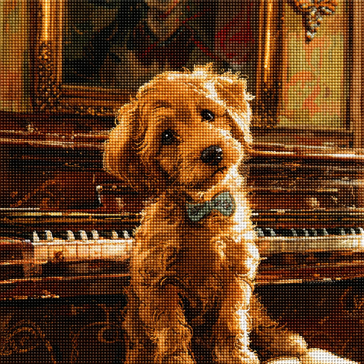 Golden Noodle By The Piano Diamond Art Kit