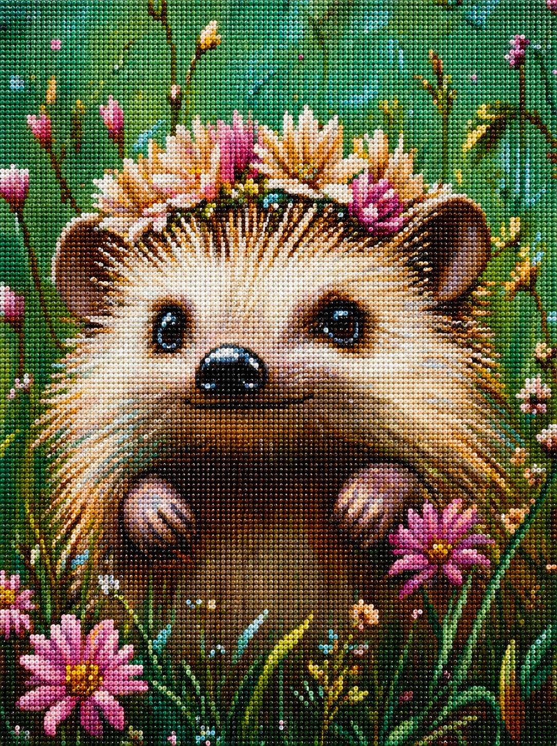 Hedgehog In Flowers Diamond Art Kit