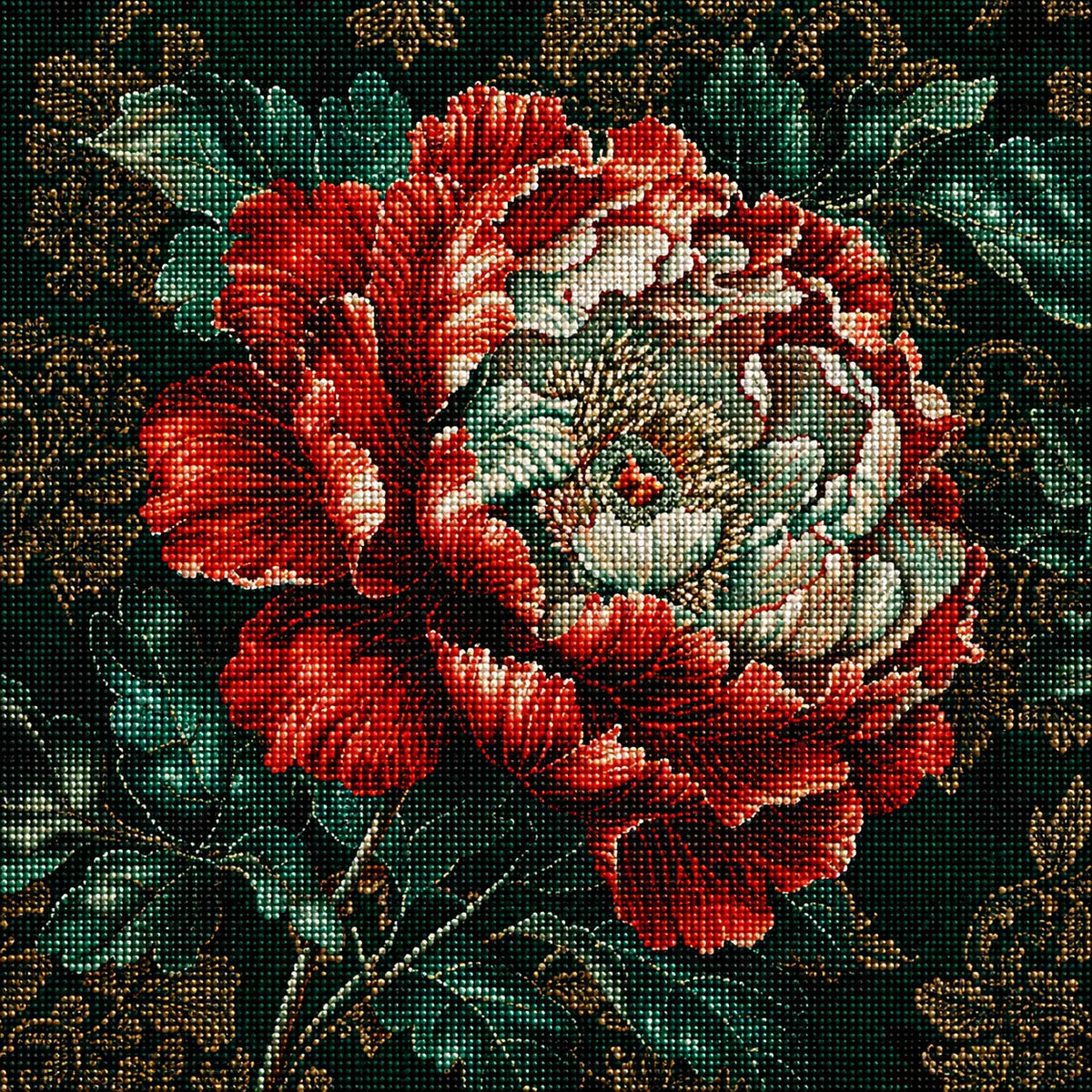 Light Center Red Flower Diamond Art Kit