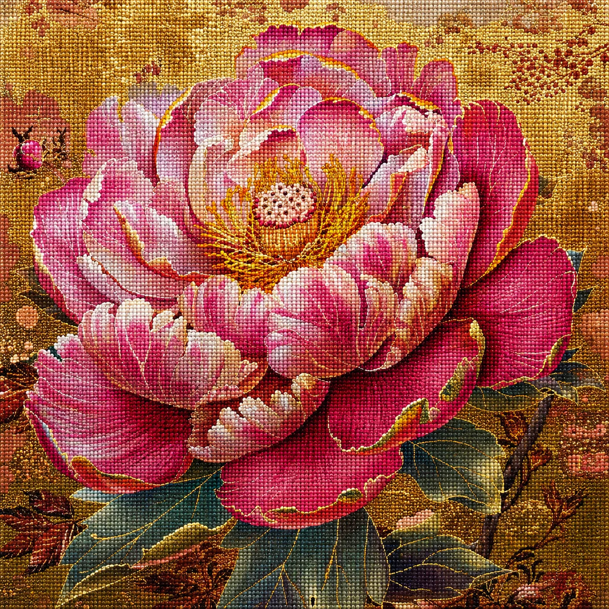 Pink Open Petal Flower Diamond Art Kit