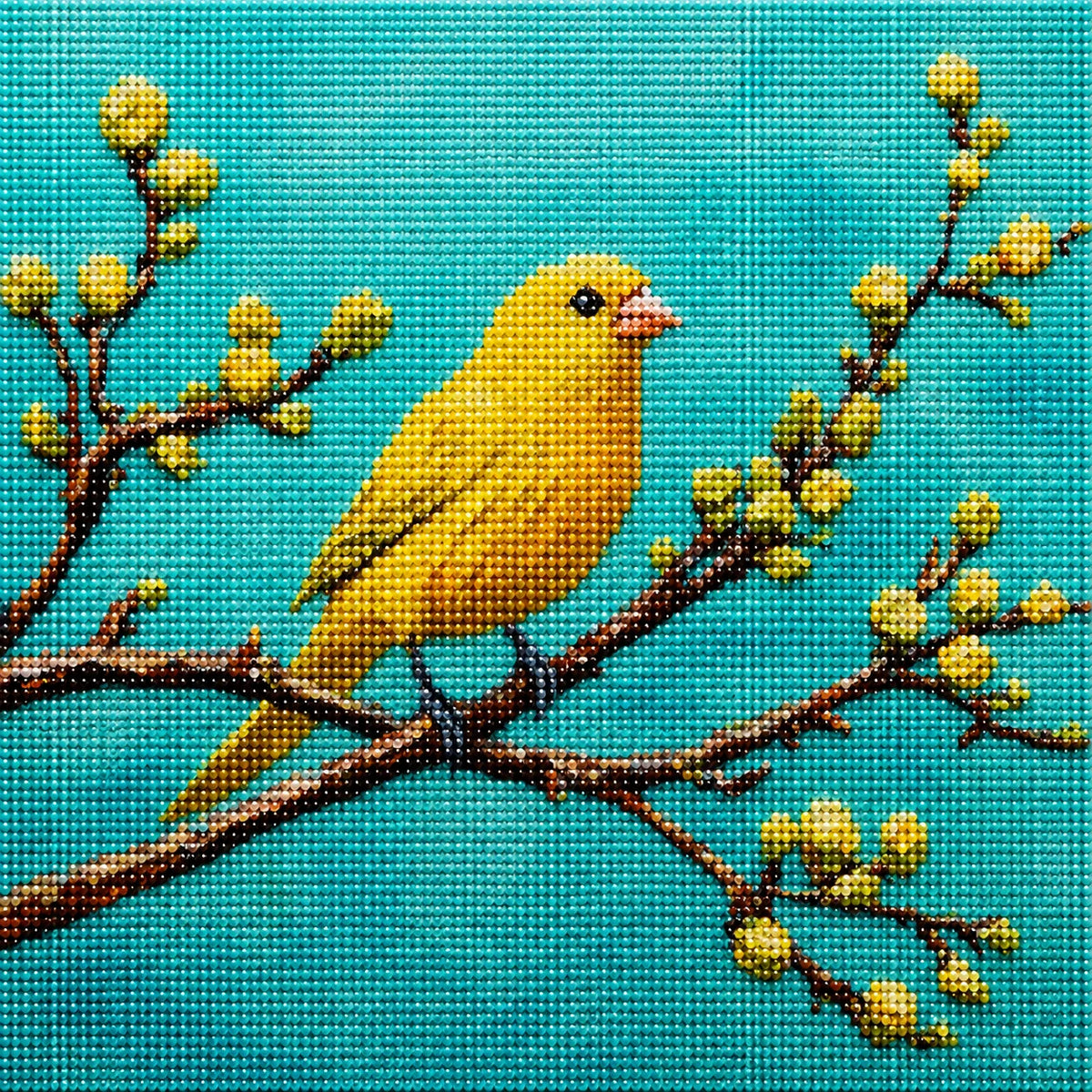 Yellow Canary In A Tree Diamond Art Kit