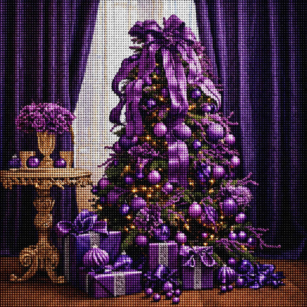 All Purple Christmas Tree Diamond Art Kit
