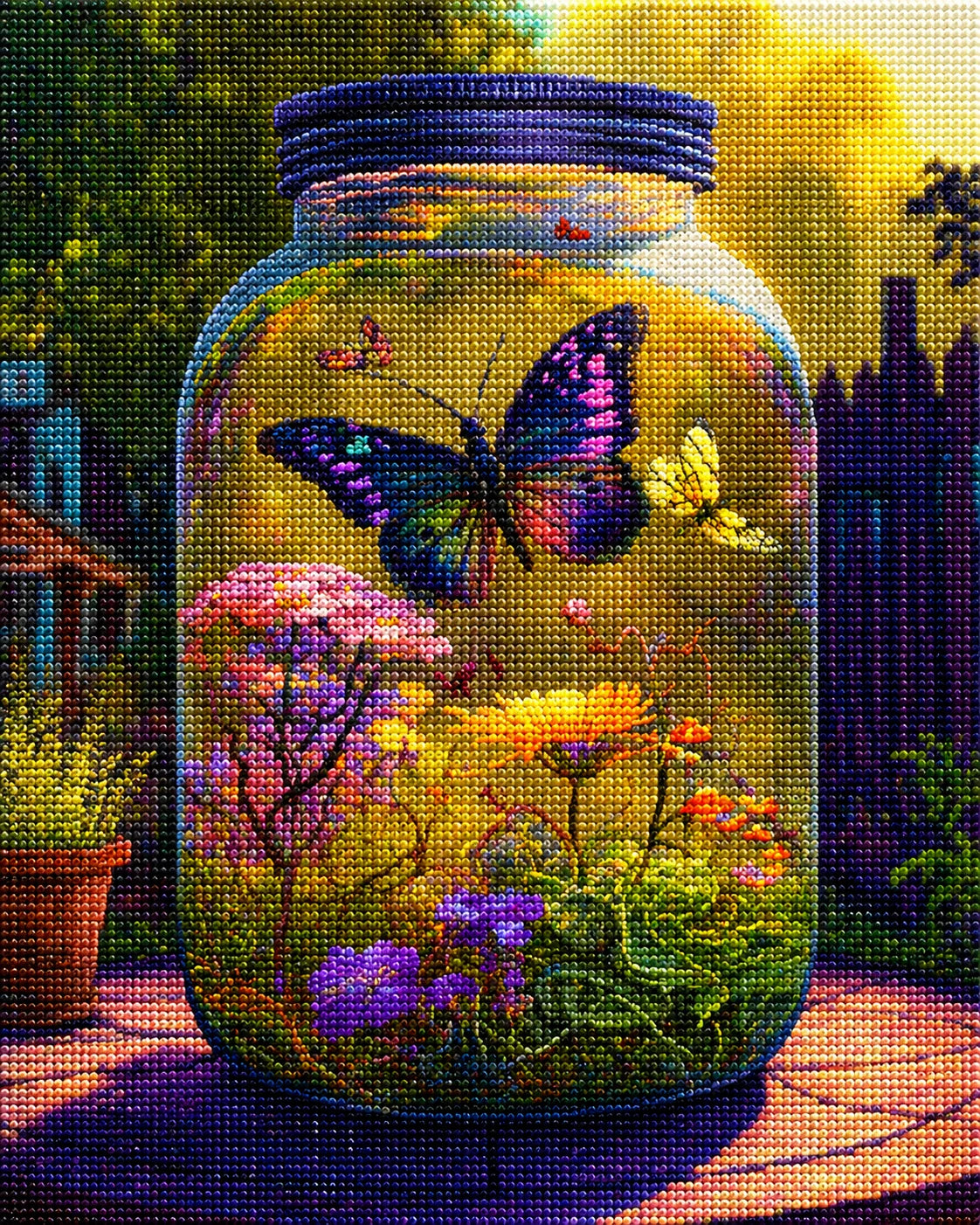 Flower And Butterfly Jar Diamond Art Kit