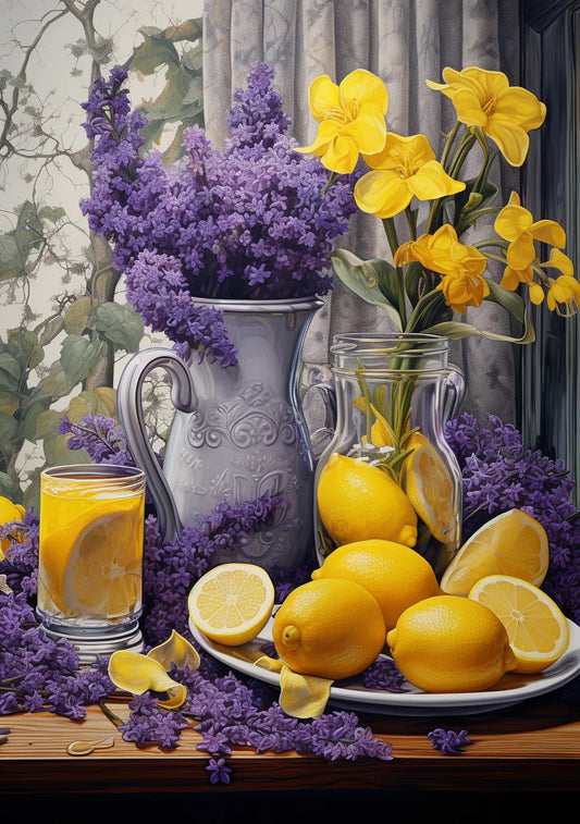 Purple Lilacs And Lemons Diamond Art Kit
